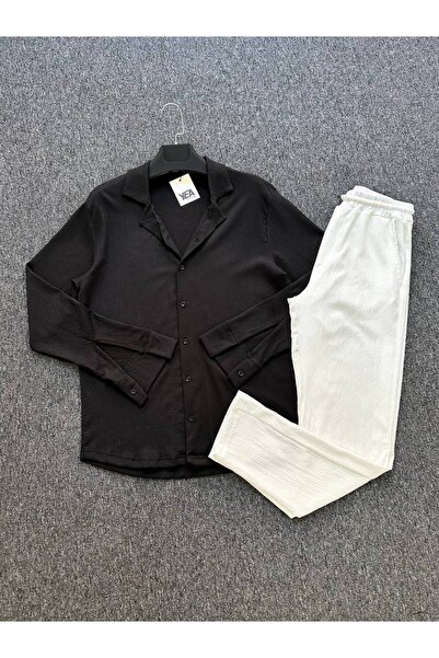 tetramoda Bürümcük Fabric Summer Lycra Long Sleeve Shirt Pants Set
