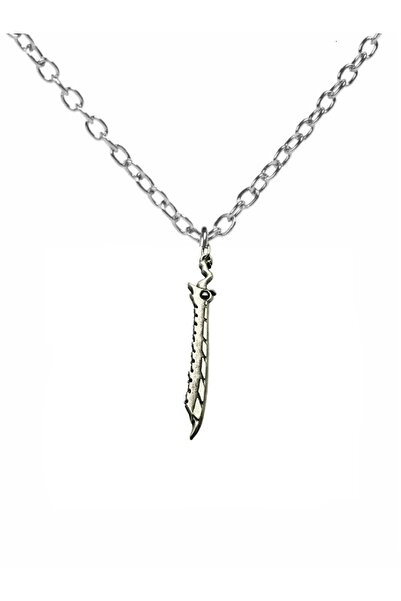 Herşey Nota قلادة على شكل سيف منشار - إكسسوار معدني للجنسين مع سلسلة 60 سم