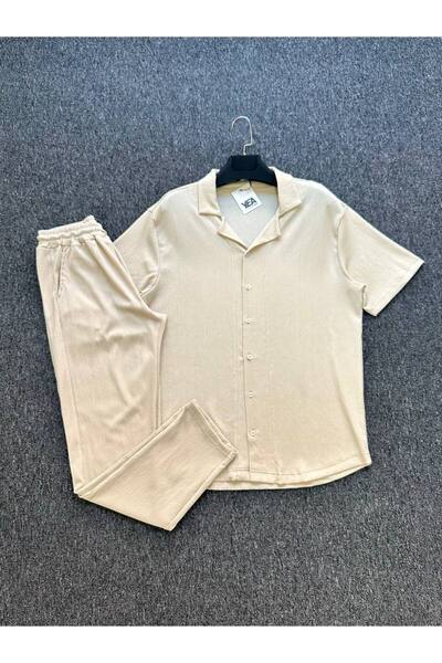 tetramoda Bürümcük Fabric Summer Lycra Short Sleeve Shirt Pants Set