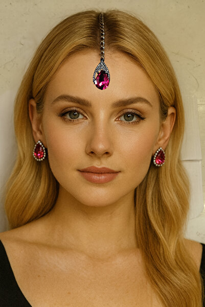 Kaftan Collection Set de 3 bijuterii indiene pentru față și urechi