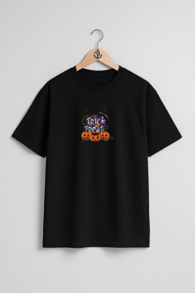 Bahriyeli Collection oversized Trick Or Treat Halloween Unisex T-Shirt με σχέ...
