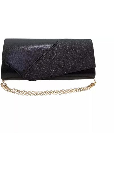 Magrot Geanta plic de seara pentru ocazii si petreceri negru sidefat 26 x 12 cm 24007