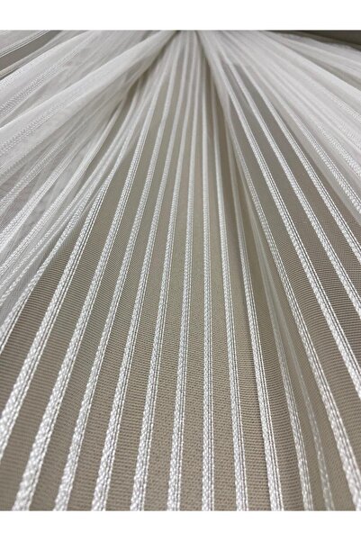 Home İnce Burgu İşlemeli Zarif Keten Tül 1/3 Sık Boru Pileli