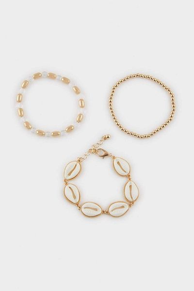 DeFacto Women's 3-Piece Seashell Themed Bracelet F4078Axns
