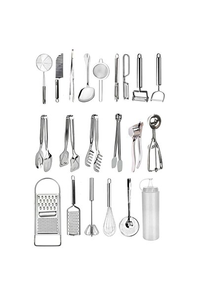Assess Store 21-Piece Kitchen Prep Set Grater, Potato Knife, Colander, Ice Cream Spoon, Tongs Set Dowry Set