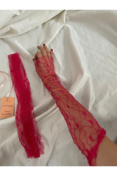 Nurcanilirboutique Coquette pembe simli eldiven kolluk