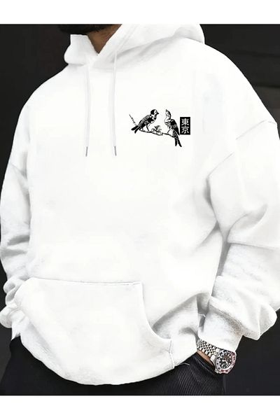 COHERENT Unisex Men/Women Colorful Tokyo Custom Printed Cotton Oversize Hooded Sweatshirt