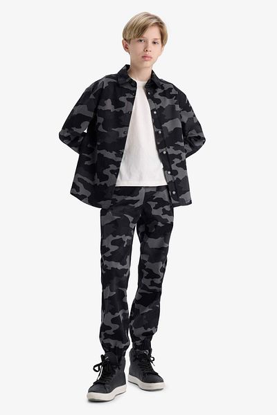 DeFacto Boy's Jogger Fit Camouflage Patterned Gabardine Trousers F1175A825Au