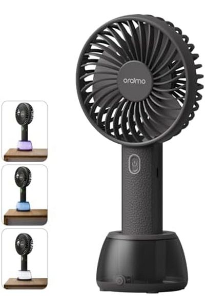 oraimo Portable Fan 2-in-1 with Mood Light, 17H Max Battery Life, Handheld Fan & Desk Fan 3-Speed Co