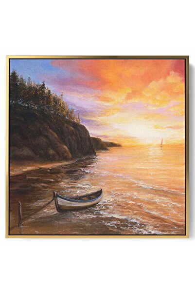 LOWHA لوحة فنية جدارية من القماش مشدودة على إطار خشبي بإطار ذهبي عائم وتصميم ...