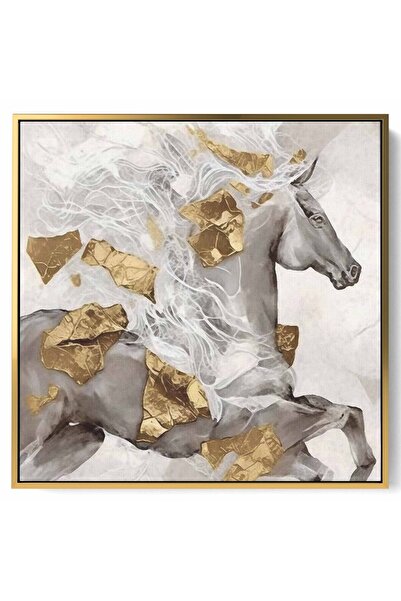 LOWHA لوحة فنية جدارية من القماش مشدودة على إطار خشبي بإطار ذهبي عائم وتصميم ...