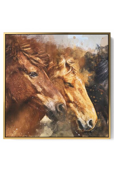 LOWHA لوحة فنية جدارية من القماش مشدودة على إطار خشبي بإطار ذهبي عائم وتصميم ...