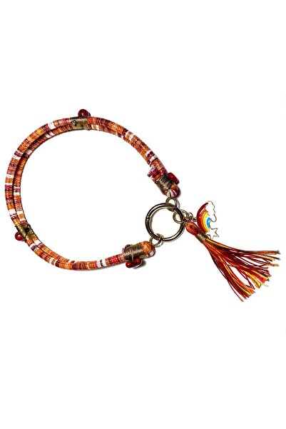 Genel Markalar El Yapımı Çok Renkli Püsküllü Nazar Korumalı Orta Irk Köpek Kolyesi (40 cm)