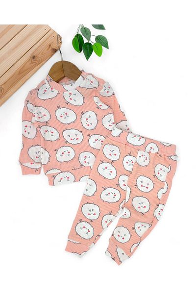 Ege Bebek Baby Girl Teddy Bear Printed Thin Seasonal Nightgown Pajama Set, Flexible Thin Fabric