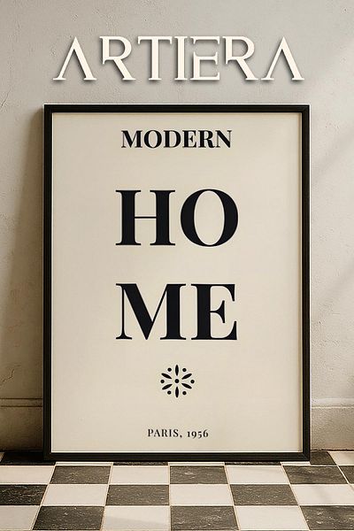 HİGUERA Seria de tăieturi de hârtie Matisse MODERN HOUSE Tipografie scrisă Tablou de perete cu rame din lemn