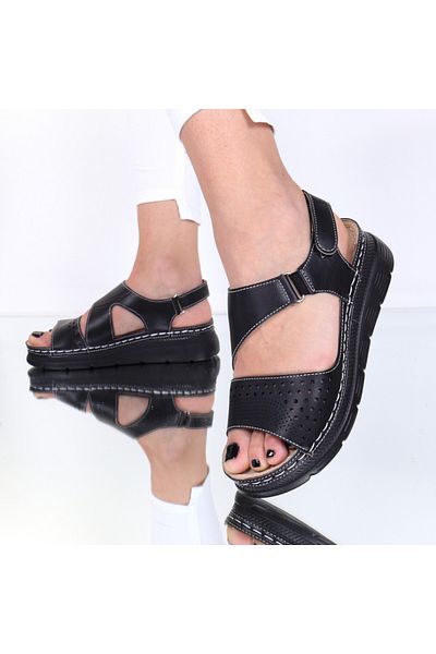 OEM Sandale Casiana negre din piele, 38