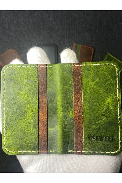 rakunart 100% Handmade Palm Card Holder Green Taba (Double Color)