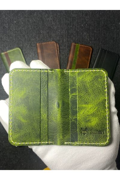 rakunart 100% Handmade Palm Card Holder Green