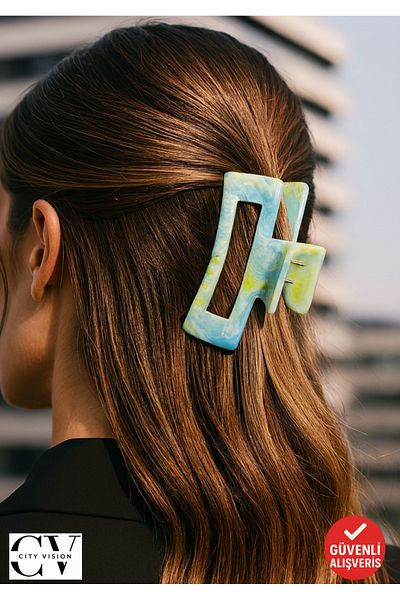 cityvision Green Marble Patterned 10 cm Bone Peg Hair Clip – Stylish and Durable