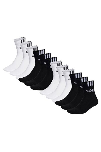 adidas Unisex Quarter Socken, 12er Pack - Cushioned 3S Linear, Logo, einfarbig