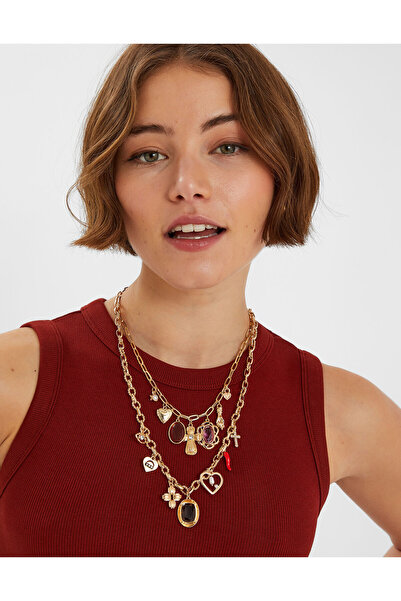 Accessorize Charmlı Kolye Bordo