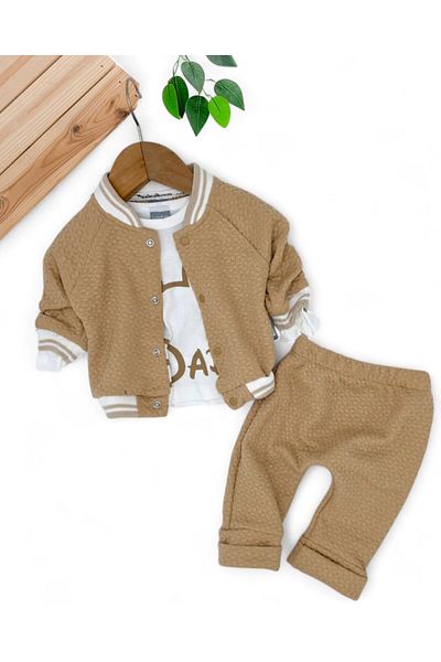 voyyo kids baby Baby Boy Quilted Patterned, Cardigan, Jacket 3 Piece Newborn Set