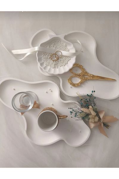 Minima Art Studio Decorative Jewelry - Promise - Engagement Tray Set |   Cloud Shape Decoration Tray Set