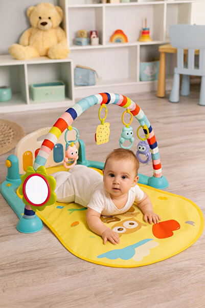 Baby سجادة اللعب |   سجادة لعب للأطفال بتصميم بومة موسيقية مع بيانو | وسادة ا...