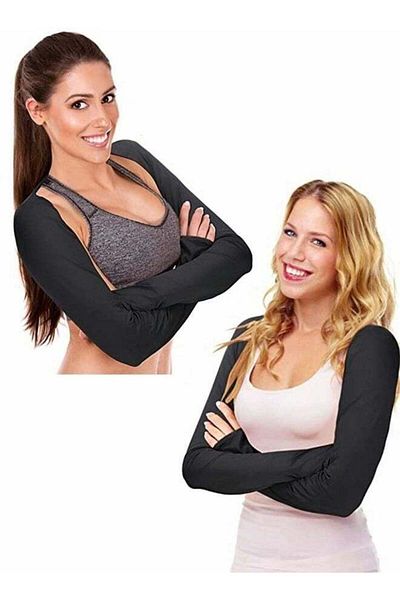 AGD Two Pieces Cooling Shoulder Covers and Sun Protection Arm Sleeves for Women and Men with Finger Open