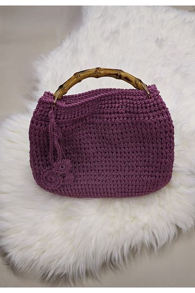 Randsac Lilac Crochet Top Handle Tote Handbag