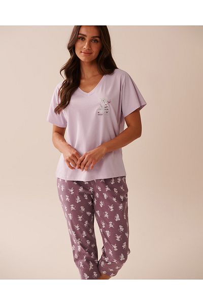 La Vie en Rose Mouse Print Cotton V-neck T-shirt