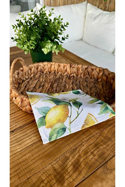 Decamor home Lemon Patterned Presentation Coffee Side Napkin 2 Pcs