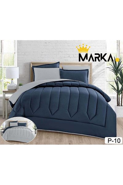 Marka طقم لحاف سرير مزدوج - طراز فندقي بتصميم مزدوج