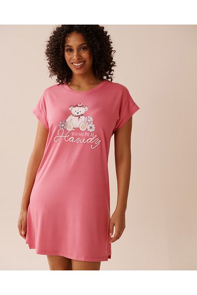La Vie en Rose Cowboy Teddy Bear Print Super Soft Sleepshirt