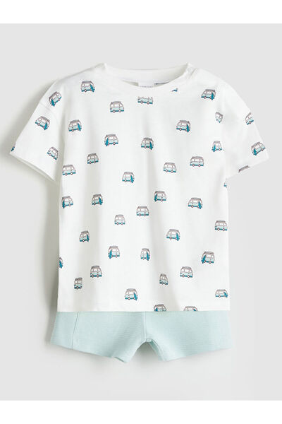 LC Waikiki Create Your Style with Uzg Store |   Crew Neck Printed Baby Boy T-Shirt and Shorts Set of 2