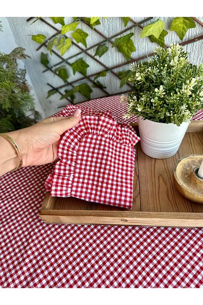 Decamor home 2 bucăți șervețel roșu din țesătură subțire de in