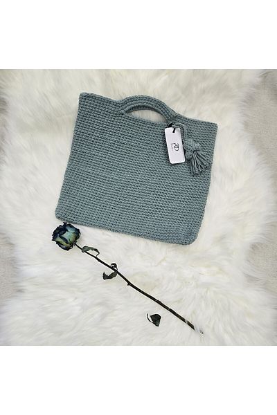 Randsac Teal Crochet Tote Handbag