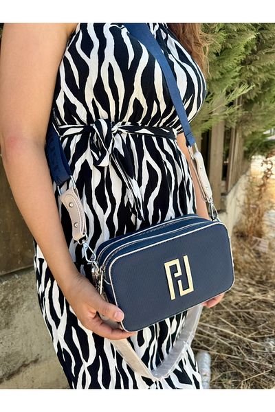 Just Polo Women's Navy Blue Stone Shoulder Bag 6016Mh