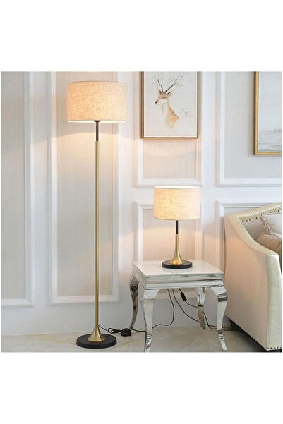 ETRONIK Modern Standing Floor Lamp with Fabric Lampshade – Tall Iron Pole Light for Living Room, Bedroom