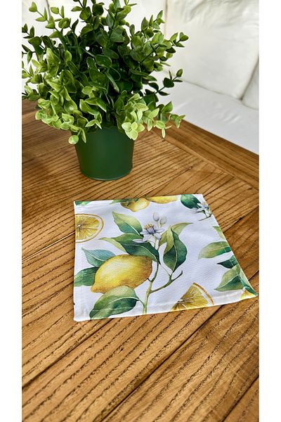 Decamor home Lemon Patterned Presentation Coffee Side Napkin 2 Pcs
