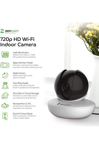 Generic كاميرا Amcrest Zencam WiFi، كاميرا للكلاب الأليفة، كاميرا مربية مع صوت ثنائي الاتجاه، جهاز مراقبة الأطفال مع هاتف خلوي
