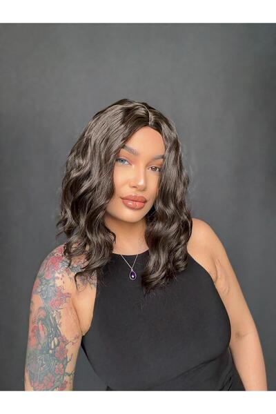 Suzan Peruk Perçemsiz Küt peruk Medikal Gerçek Saç gibi Tepe kısmında Baş der...