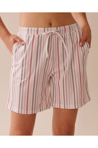 La Vie en Rose شورت بيجامة قطني متعدد الخطوط