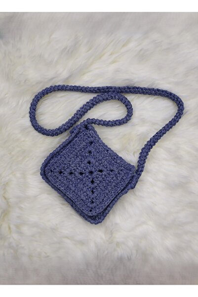 Randsac Denim Blue Cross Crochet Handbag