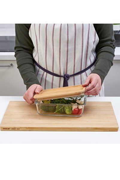 IKEA Glass Storage Container-Bamboo 1Lt Rectangular