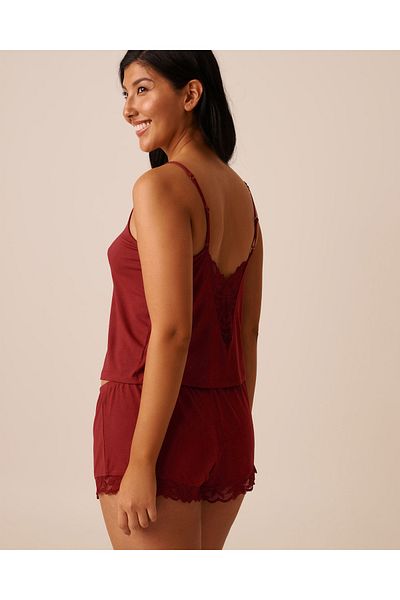 La Vie en Rose Lace Detail Modal Crop Cami