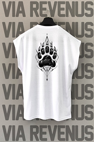 Vordevia Tricou sport cu mâneci zero cu imprimeu pe spate Bear Claw