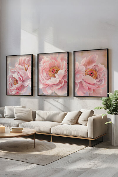 STARYUNA Efekat uljane slike, slika ružičaste ruže sa crnim drvenim okvirom, ...