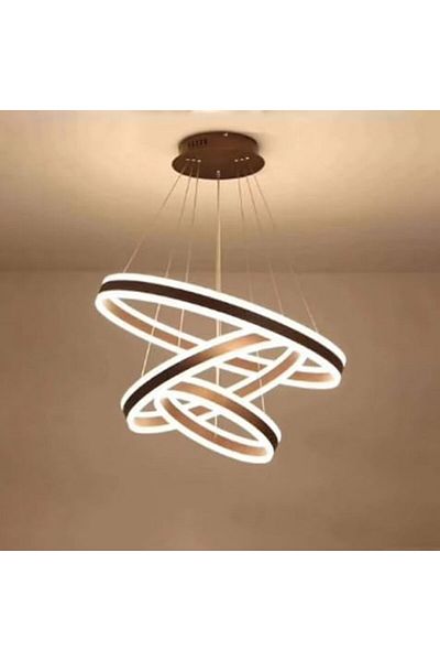 Generic Modern LED Chandelier, 3 Rings (60cm, 40cm, 20cm), 3 Color Modes, Remote Control, Gold