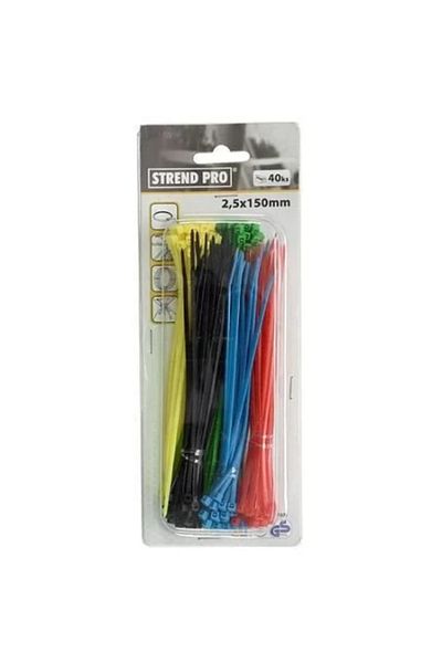 Strend Pro Cleme de cablu din plastic, multicolore, 200 bucăți, 150 x 2,5 mm, Strend Pro